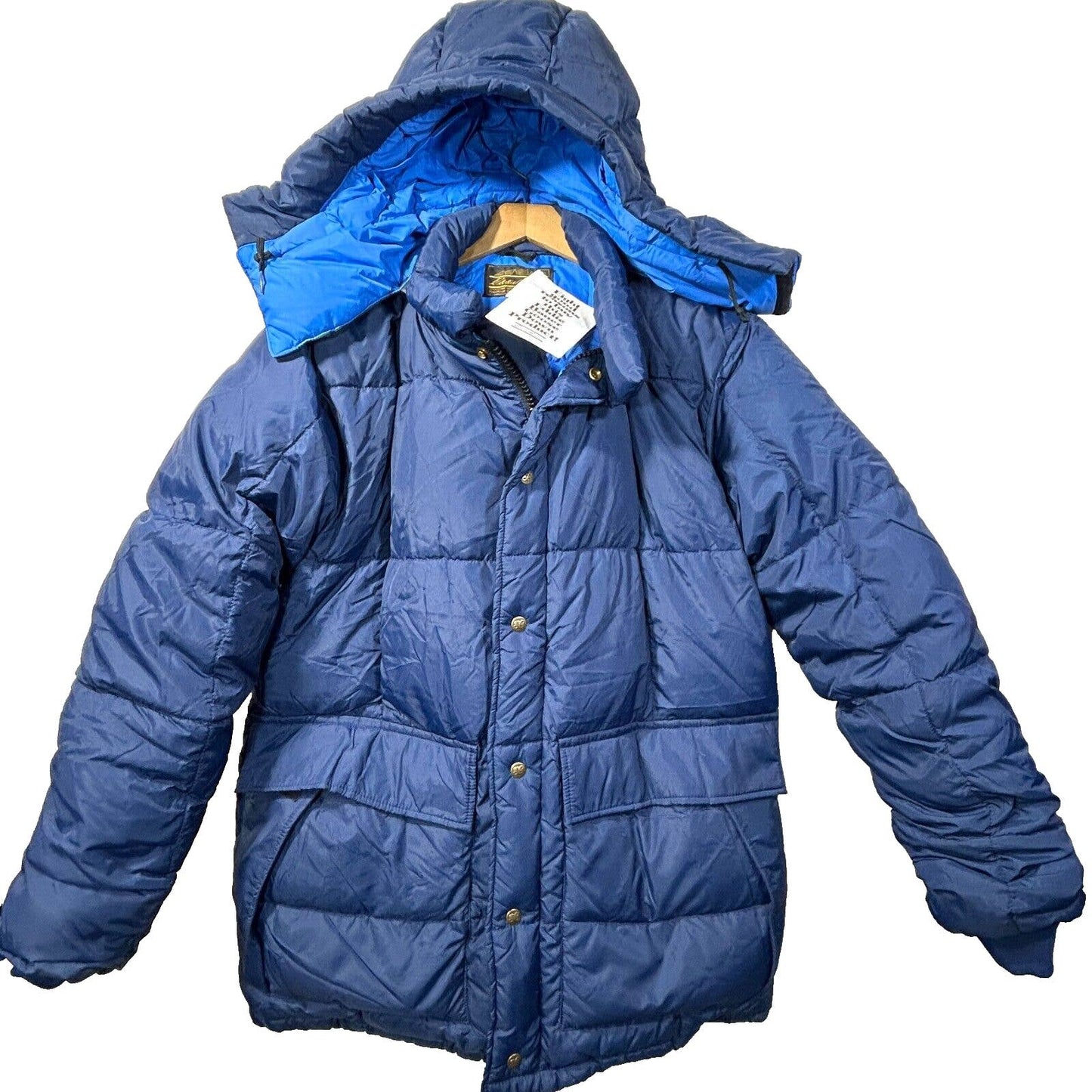 NWT Vintage Eddie Bauer Goose Down Puffer Parka Hood Blue M WPL 9647