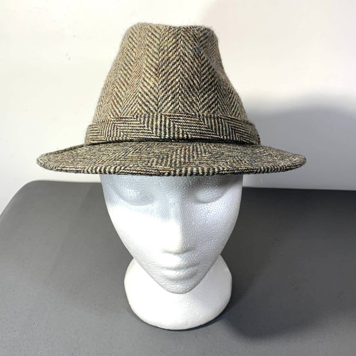 VTG Tweed Fedora Wool Hat Youngan Classic Size M / 7 1/8