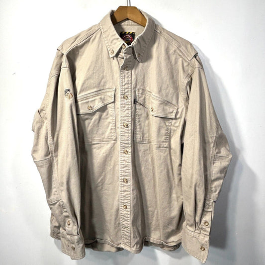 JUSTIN Workwear Brush Popper Heavy Canvas Cotton Shirt Work Beige L 17 x 35