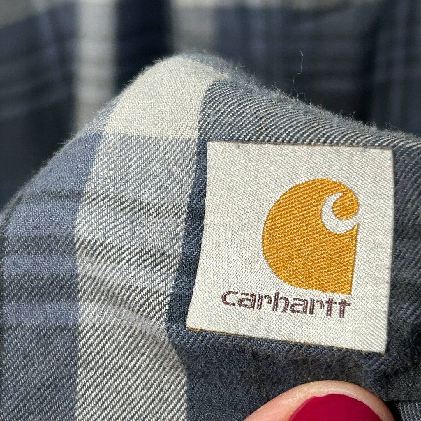 Men Carhartt Relaxed Fit Plaid Force Trade Cotton Blend Fast Dry L Large