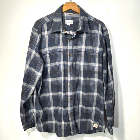 Men Carhartt Relaxed Fit Plaid Force Trade Cotton Blend Fast Dry L Large