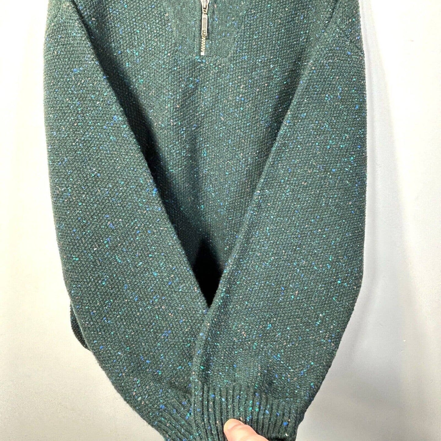 Orvis Wool Quarter 1/4 Zip Jumper Sweater Pockets Mens XXL Green Outdoor