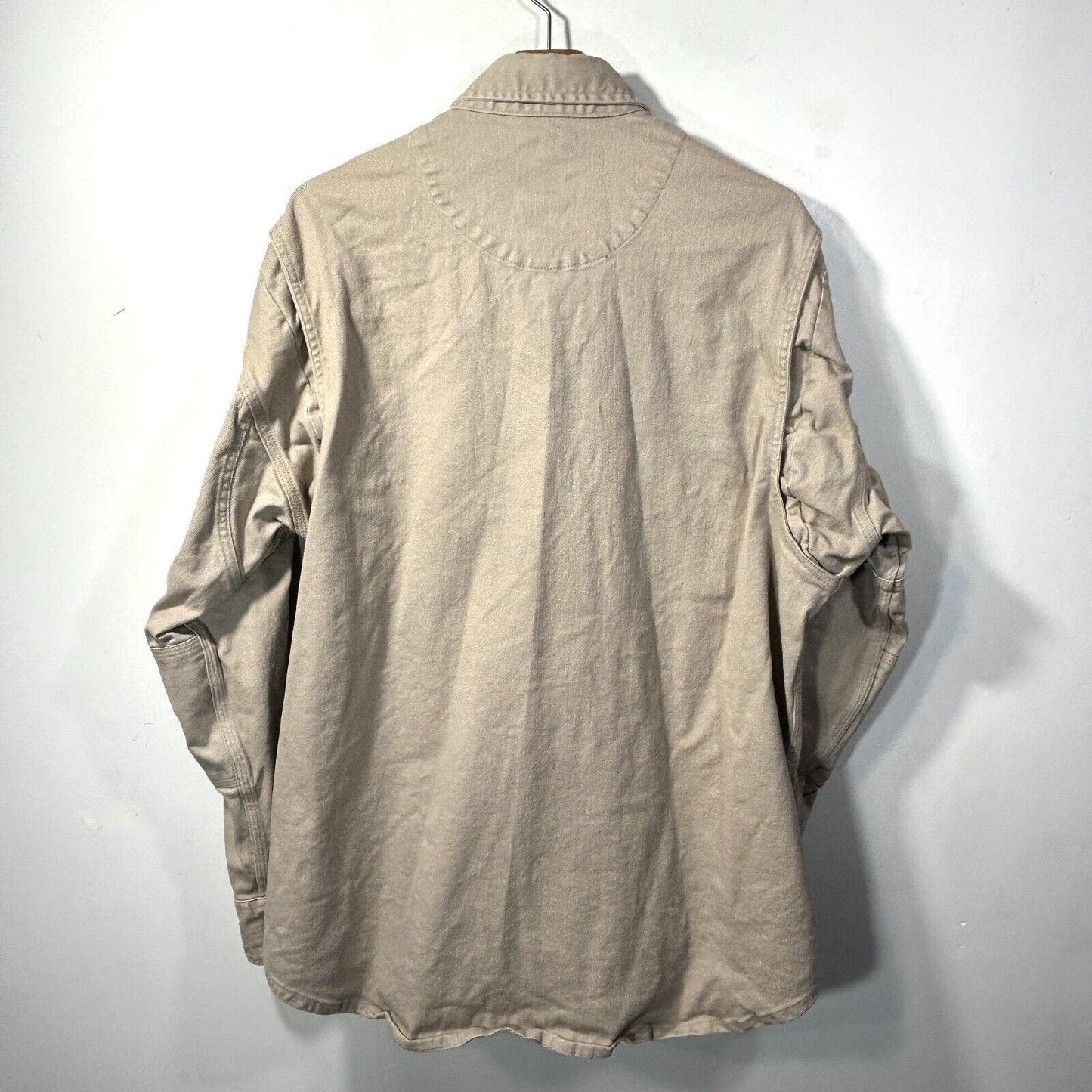 JUSTIN Workwear Brush Popper Heavy Canvas Cotton Shirt Work Beige L 17 x 35