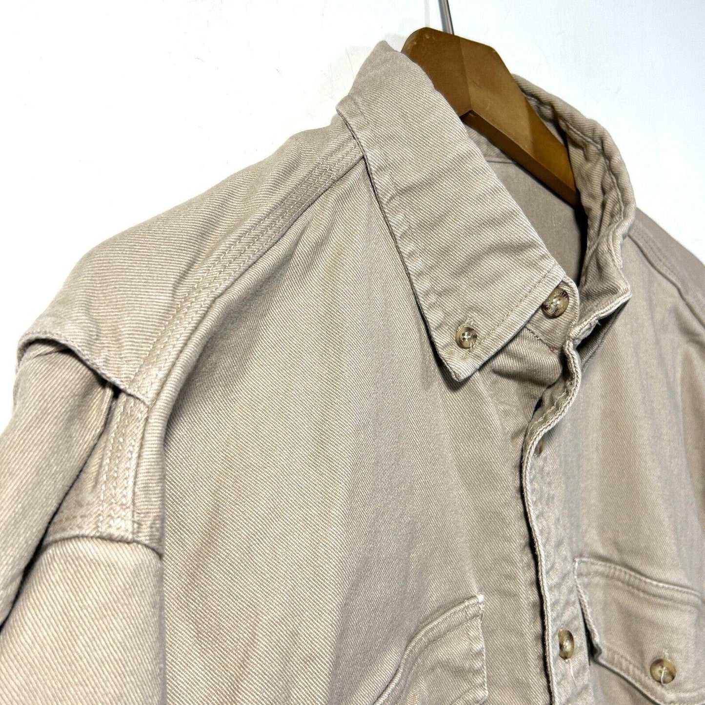 JUSTIN Workwear Brush Popper Heavy Canvas Cotton Shirt Work Beige L 17 x 35