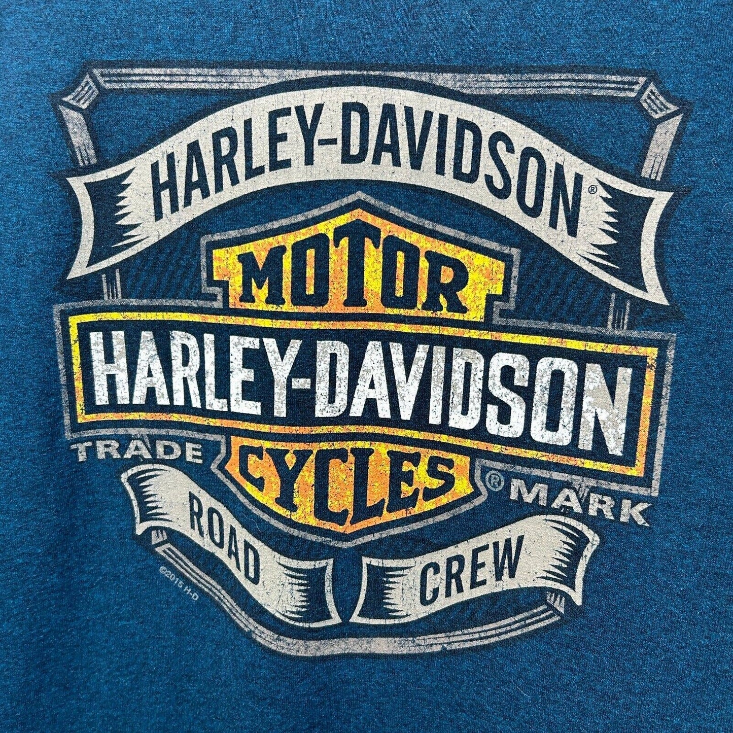 Harley Davidson T Shirt Blue Mens XL Double Sided Print Redwood