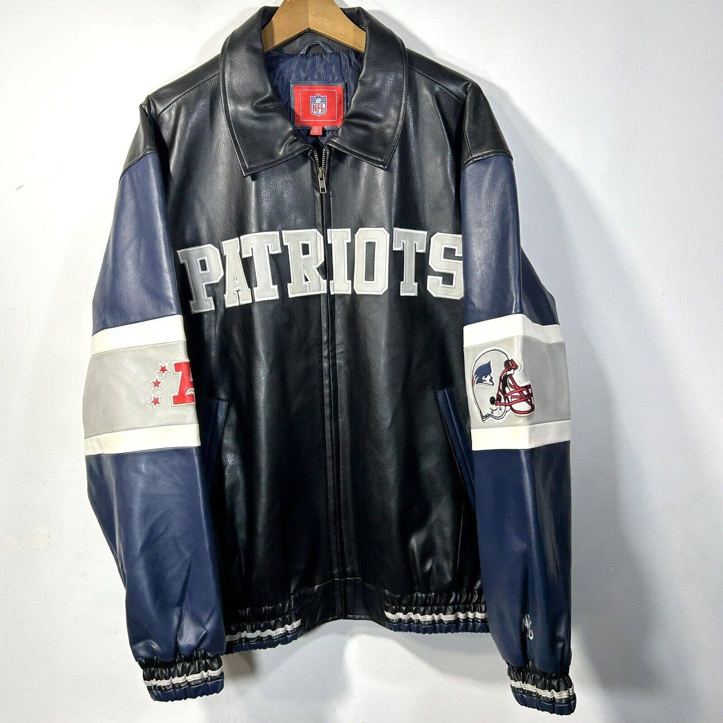 New England Patriots Vinyl Varsity Jacket Heavyweight NFL Mens XL