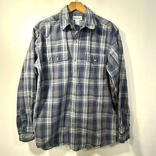 Carhartt Heavyweight Flannel Shirt Workwear Original Fit Mens L 16 x 34 Blue