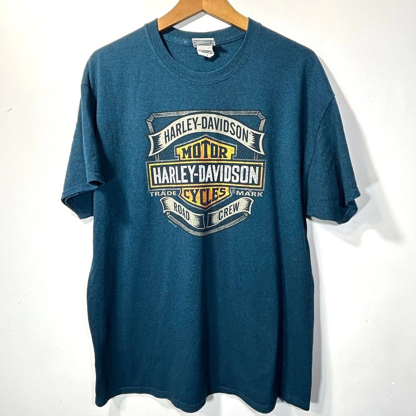 Harley Davidson T Shirt Blue Mens XL Double Sided Print Redwood